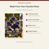 Personalized Football Photo Acrylic Ornament - Custom Athlete Christmas Keepsake - image 2