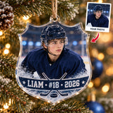 Personalized Hockey Photo Acrylic Ornament - Custom Athlete Christmas Keepsake - image 1