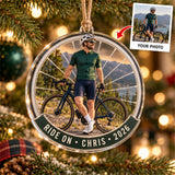 Personalized Cyclist Photo Acrylic Ornament - Custom Athlete Christmas Keepsake - image 1