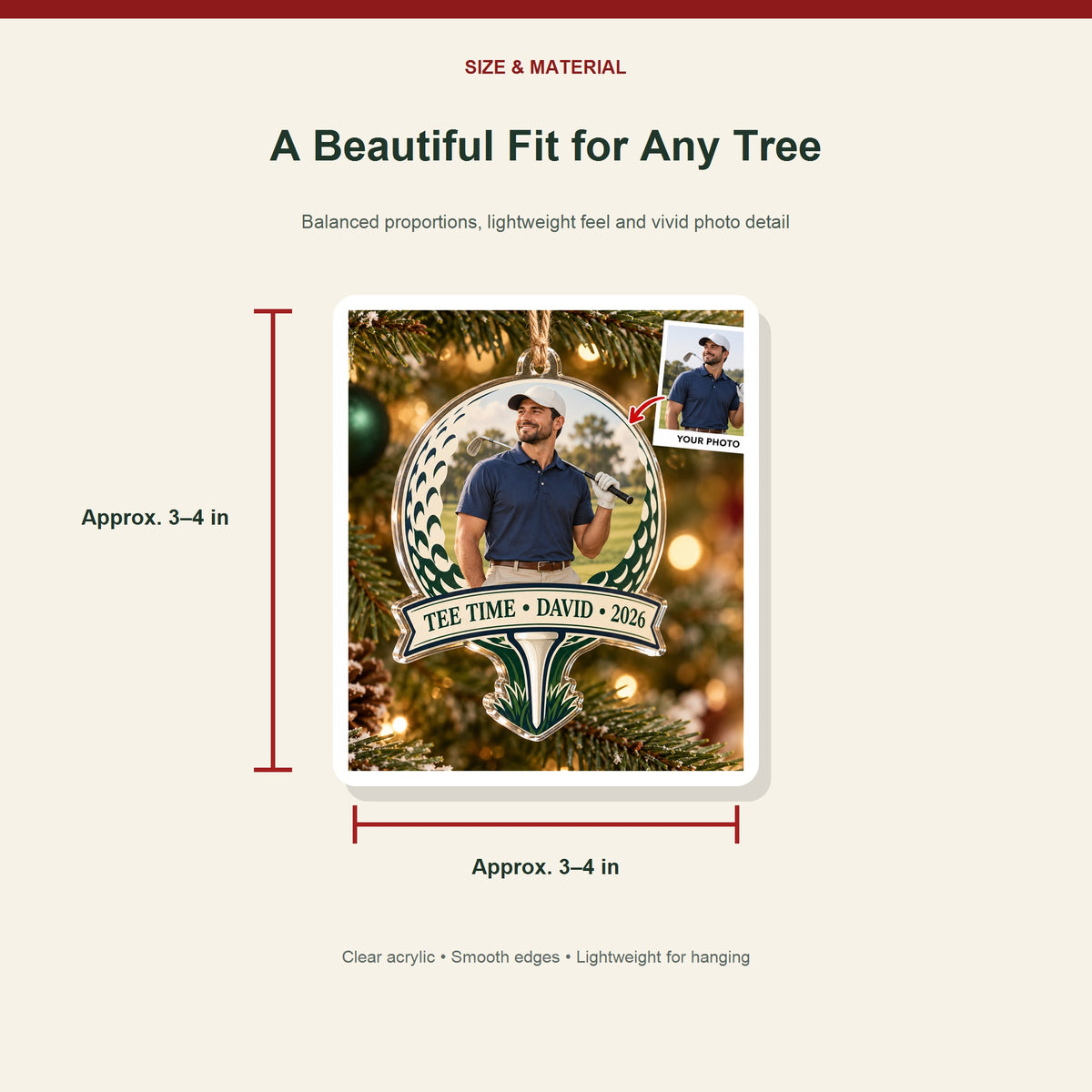 Personalized Golfer Photo Acrylic Ornament - Custom Athlete Christmas Keepsake - image 3