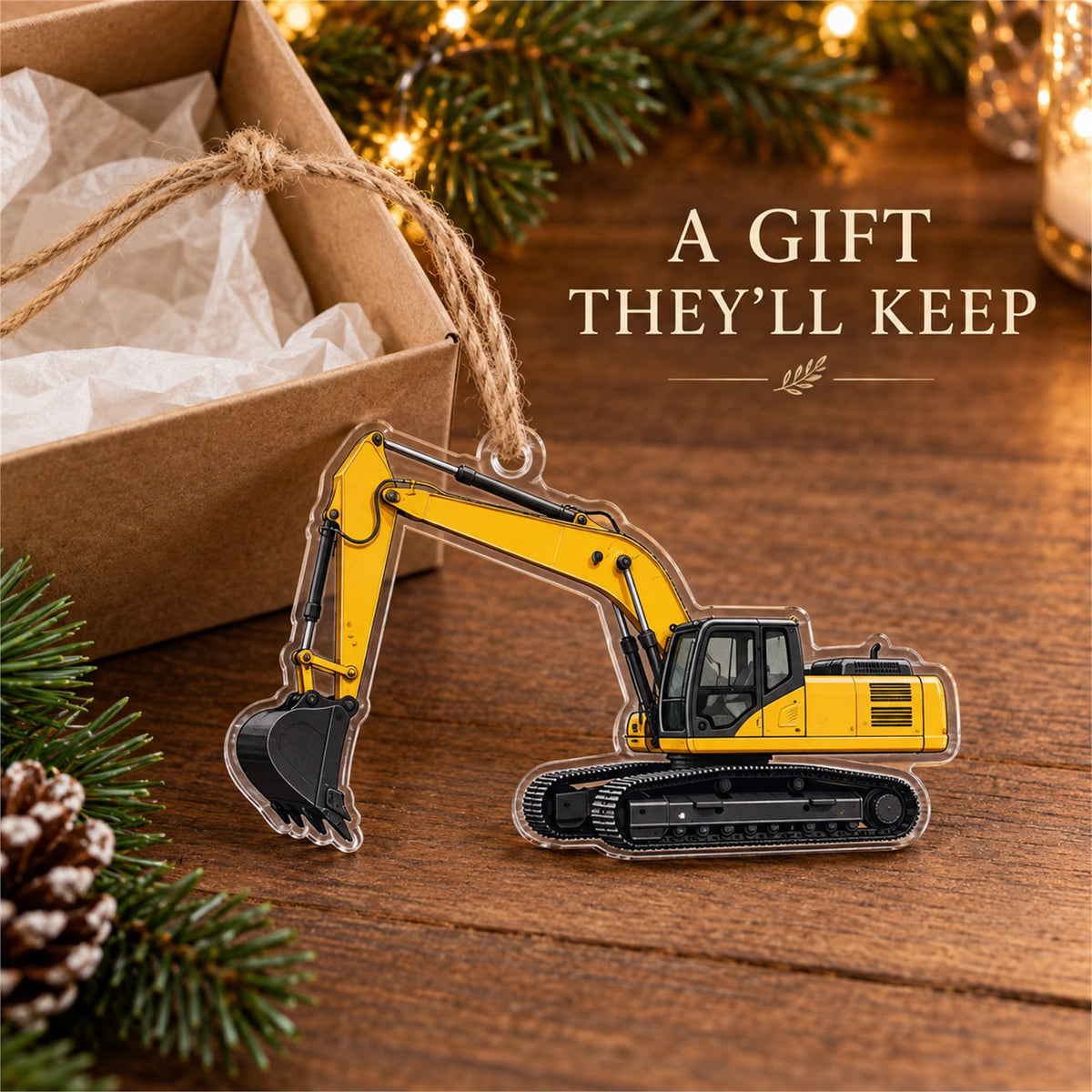Custom Excavator Photo Acrylic Ornament - Personalized Vehicle Christmas Keepsake - image 5