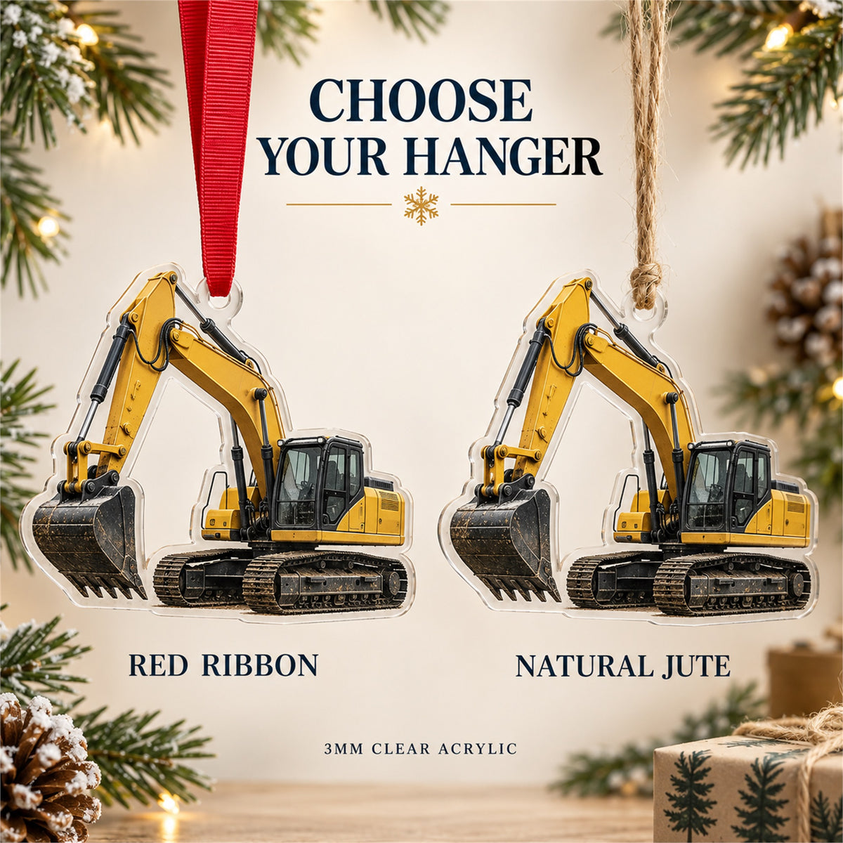 Custom Excavator Photo Acrylic Ornament - Personalized Vehicle Christmas Keepsake - image 8