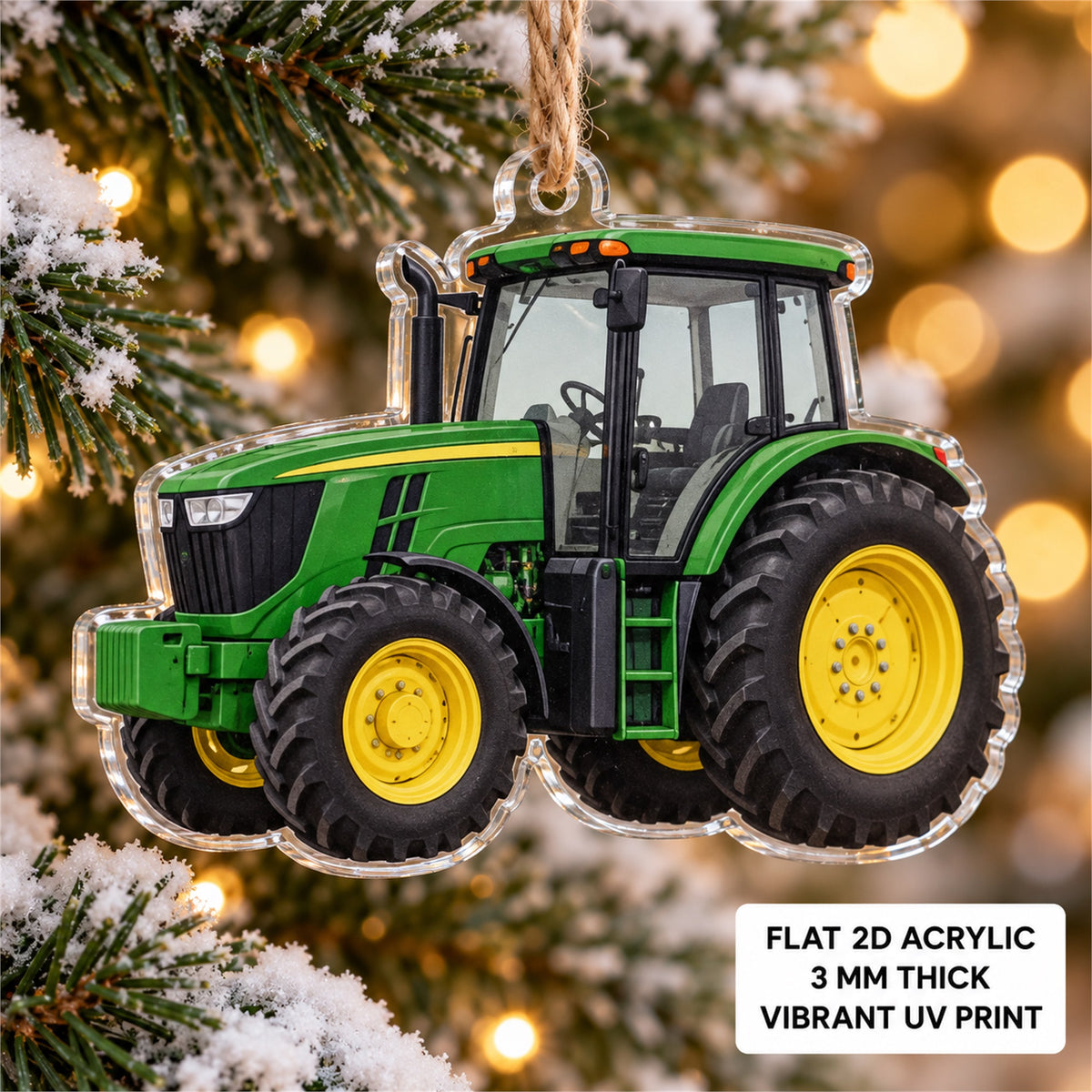 Custom Tractor Photo Acrylic Ornament - Personalized Vehicle Christmas Keepsake - image 2
