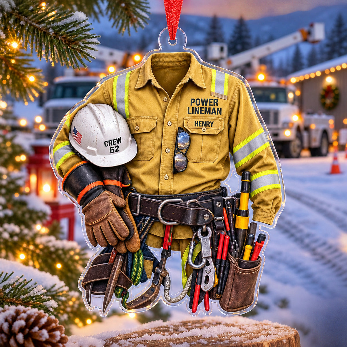 Personalized Electrician Work Shirt Acrylic Ornament - Custom Name Christmas Keepsake - image 3