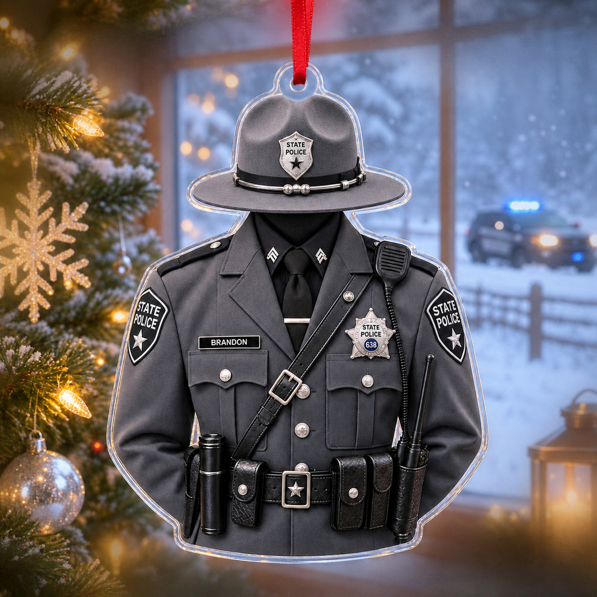 Personalized Police Officer Uniform Acrylic Ornament - Custom Name Christmas Keepsake - image 3