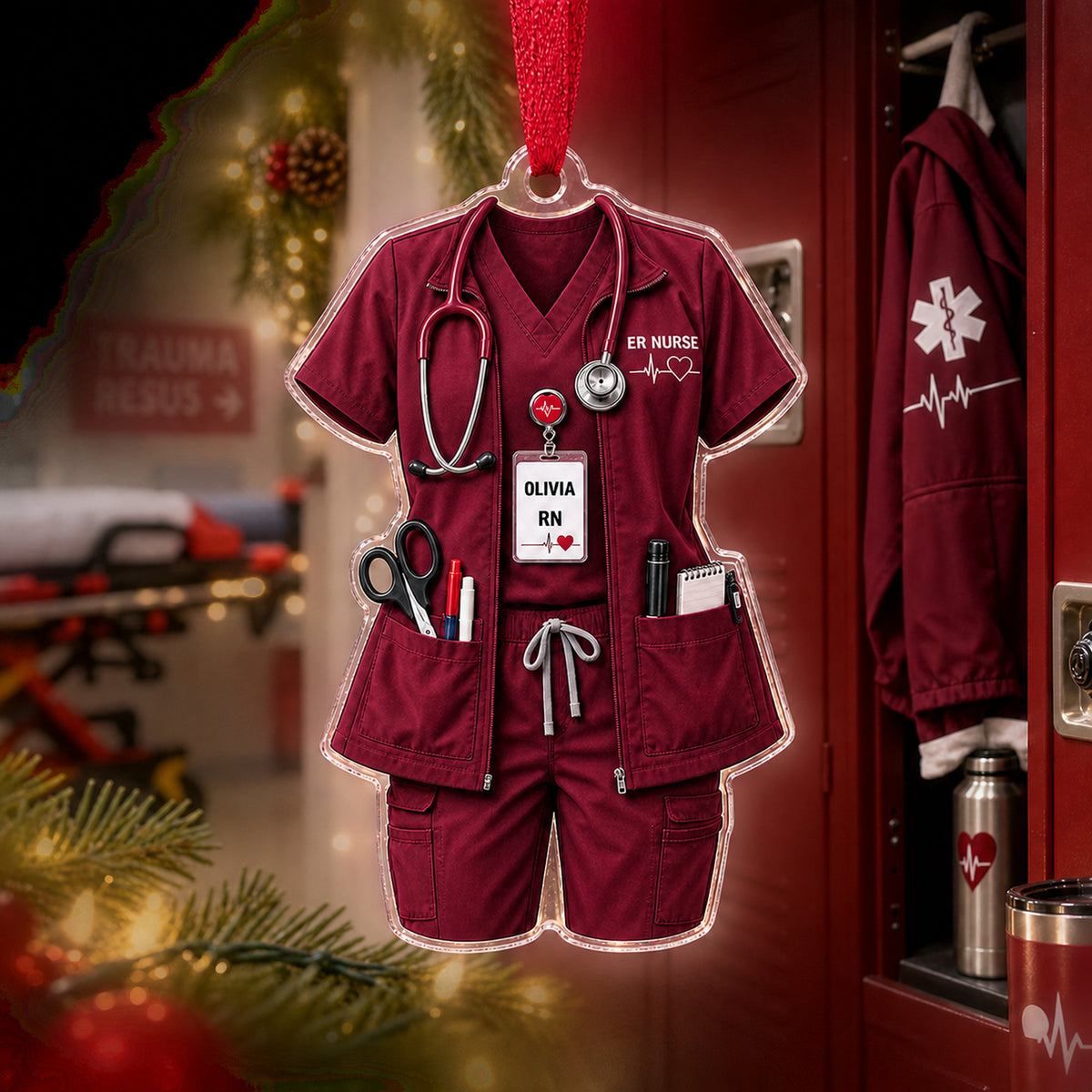 Personalized Registered Nurse Scrubs Acrylic Ornament - Custom Name Christmas Keepsake - image 2