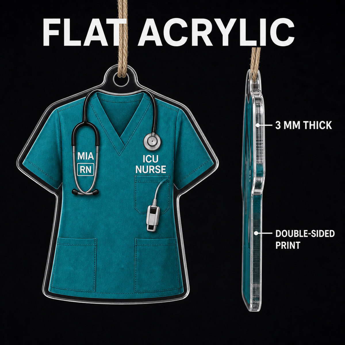 Personalized Registered Nurse Scrubs Acrylic Ornament - Custom Name Christmas Keepsake - image 6