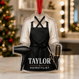 Personalized Barber Hairstylist Apron Acrylic Ornament - Custom Name Christmas Keepsake - image 2