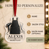 Personalized Barber Hairstylist Apron Acrylic Ornament - Custom Name Christmas Keepsake - image 5
