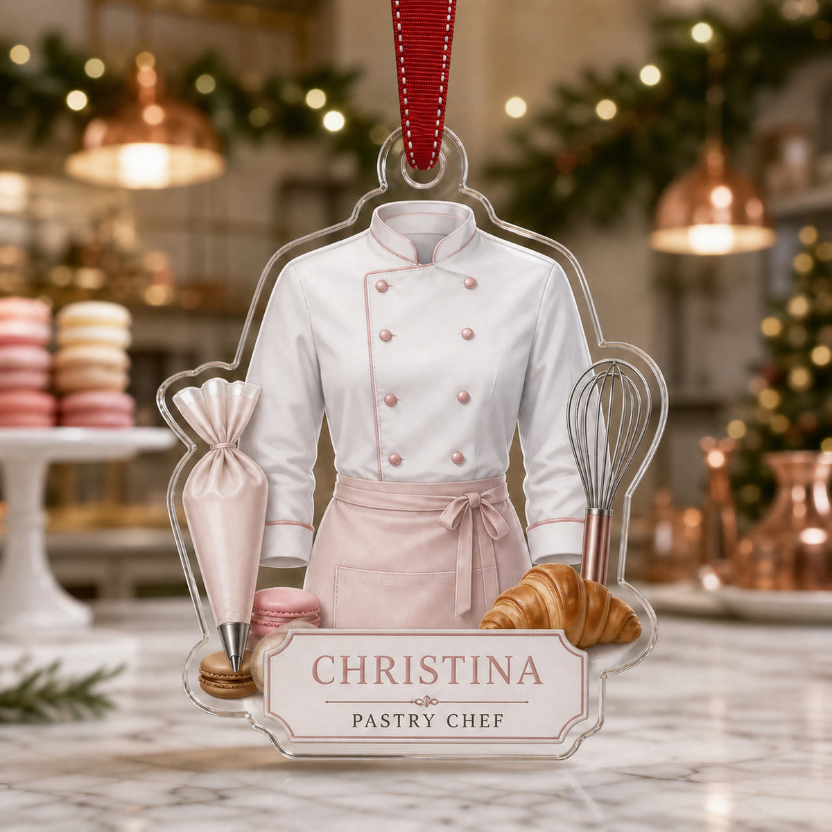 Personalized Chef Coat Acrylic Ornament - Custom Name Christmas Keepsake - image 3