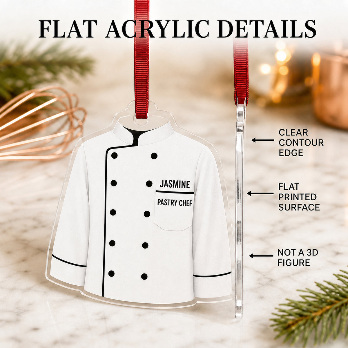 Personalized Chef Coat Acrylic Ornament - Custom Name Christmas Keepsake - image 6