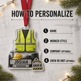 Personalized Construction Worker Uniform Acrylic Ornament - Custom Name Christmas Keepsake - image 5