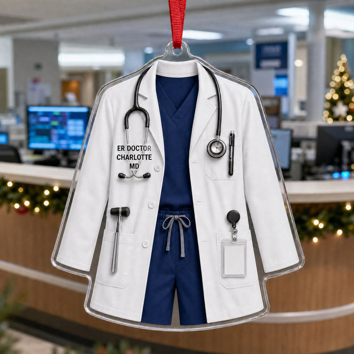 Personalized Doctor Medical Coat Acrylic Ornament - Custom Name Christmas Keepsake - image 1