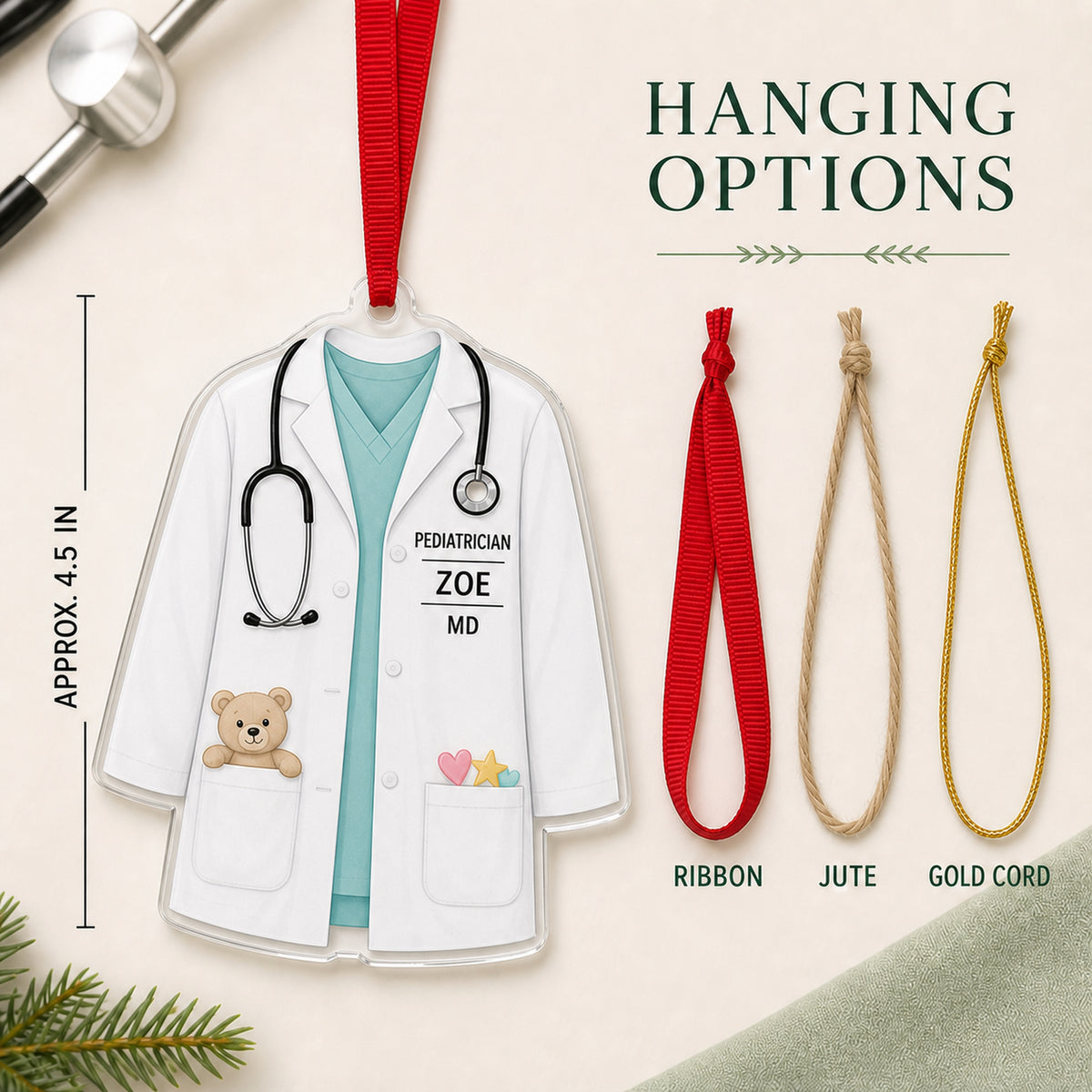 Personalized Doctor Medical Coat Acrylic Ornament - Custom Name Christmas Keepsake - image 7