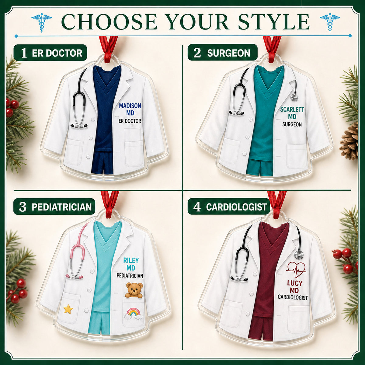 Personalized Doctor Medical Coat Acrylic Ornament - Custom Name Christmas Keepsake - image 8