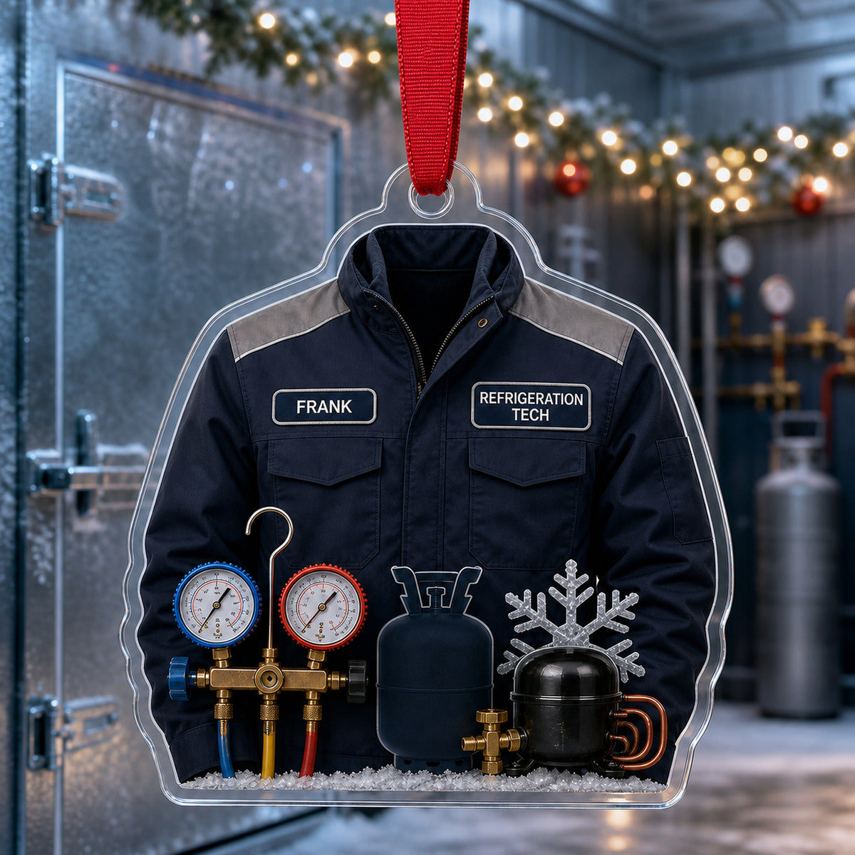 Personalized HVAC Technician Work Shirt Acrylic Ornament - Custom Name Christmas Keepsake - image 4