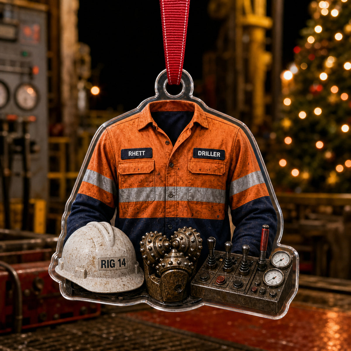 Personalized Oilfield Worker FR Uniform Acrylic Ornament - Custom Name Christmas Keepsake - image 2