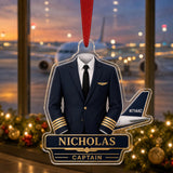 Personalized Pilot Uniform Acrylic Ornament - Custom Name Christmas Keepsake - image 1