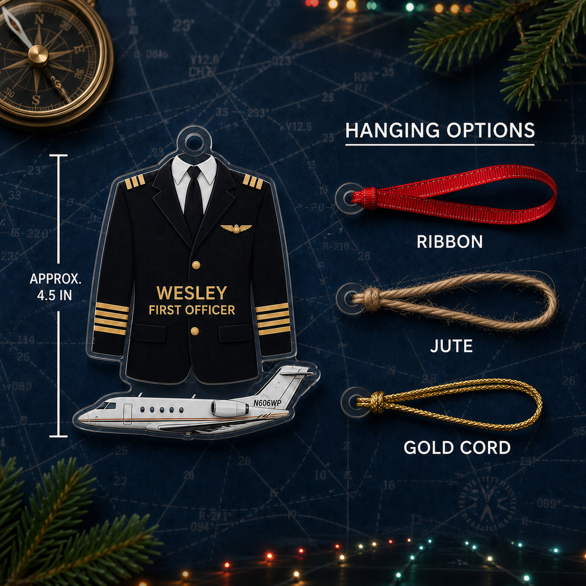 Personalized Pilot Uniform Acrylic Ornament - Custom Name Christmas Keepsake - image 7