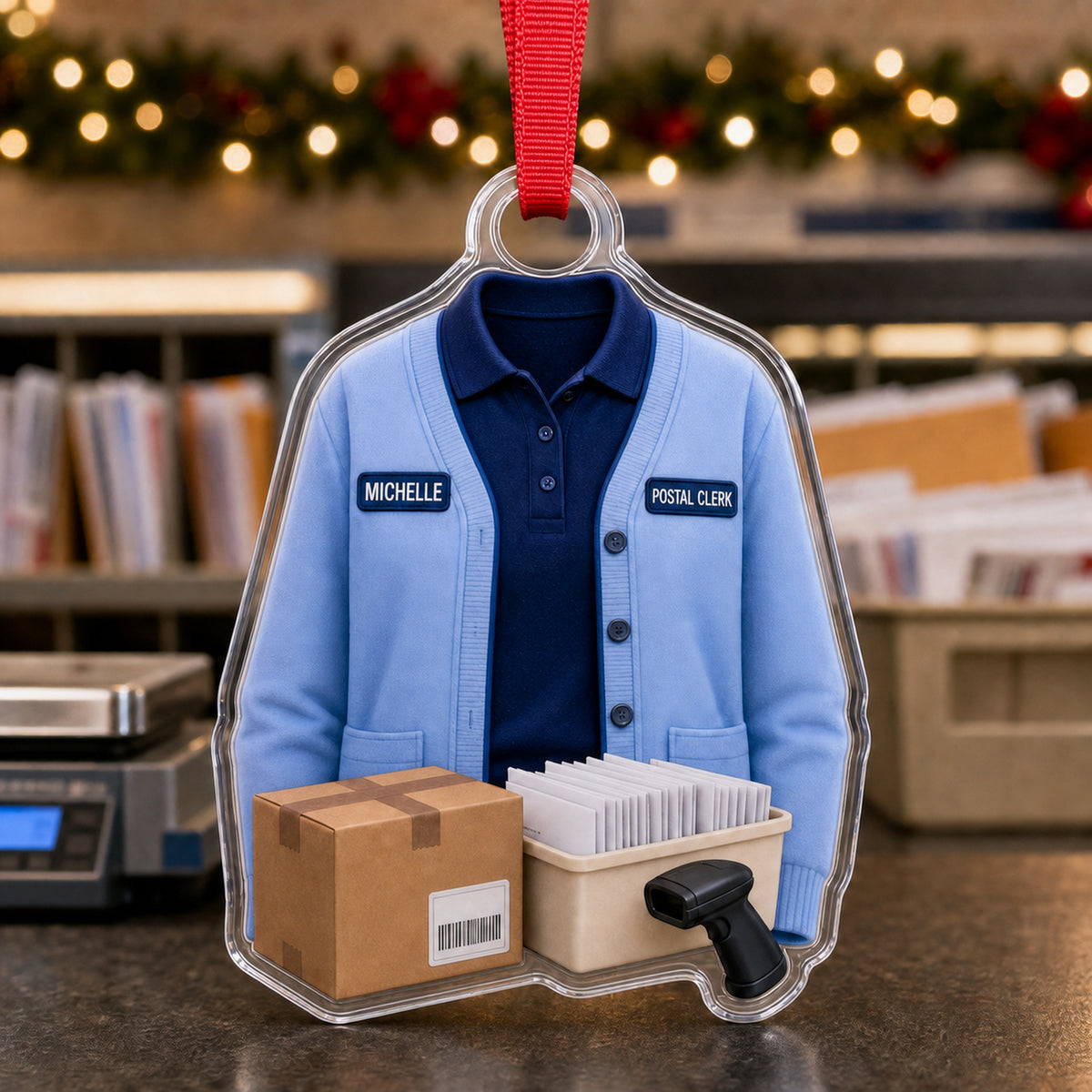 Personalized Postal Worker Uniform Acrylic Ornament - Custom Name Christmas Keepsake - image 3