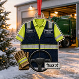 Personalized Sanitation Worker Uniform Acrylic Ornament - Custom Name Christmas Keepsake - image 1