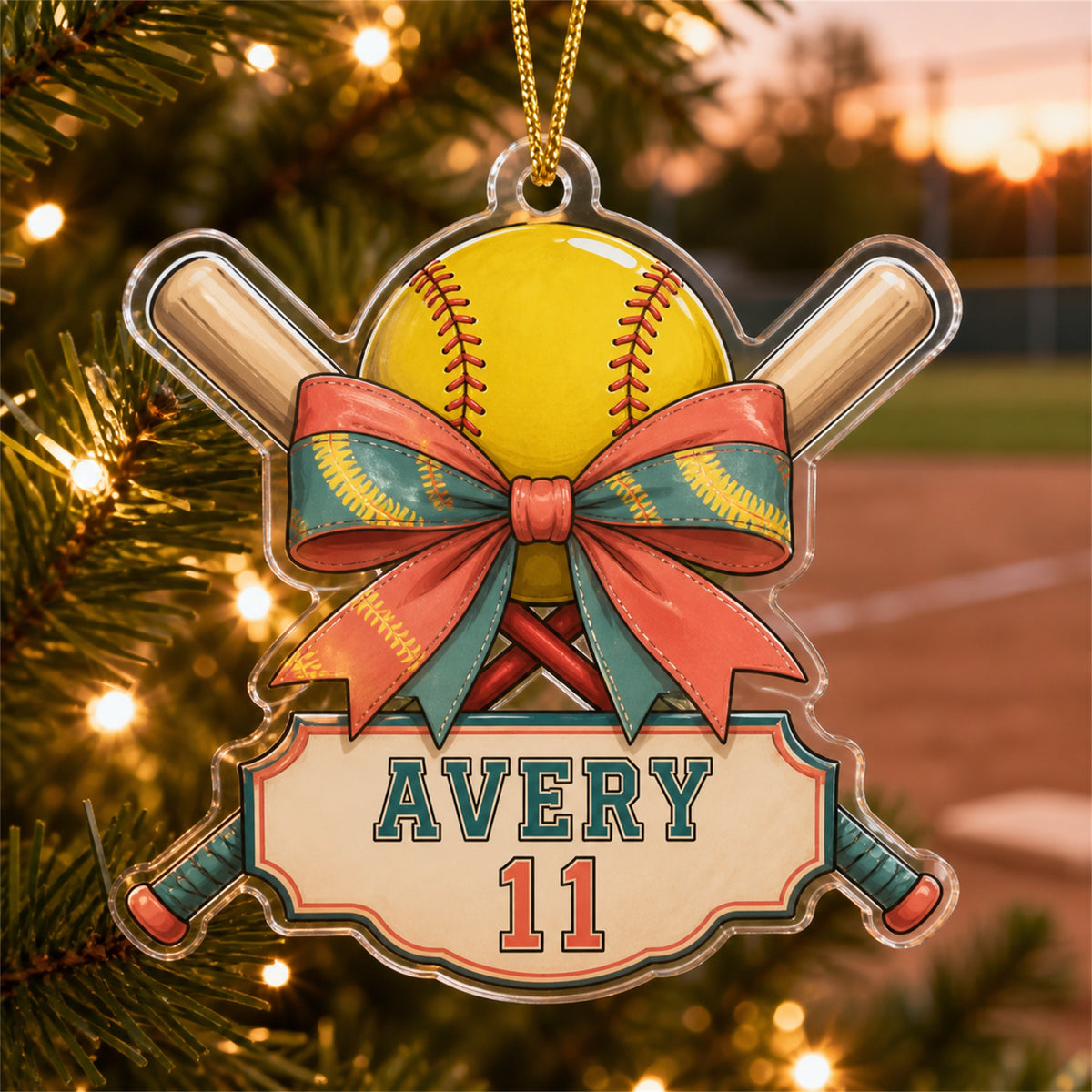 Personalized Softball Photo Acrylic Ornament - Custom Athlete Christmas Keepsake - image 3