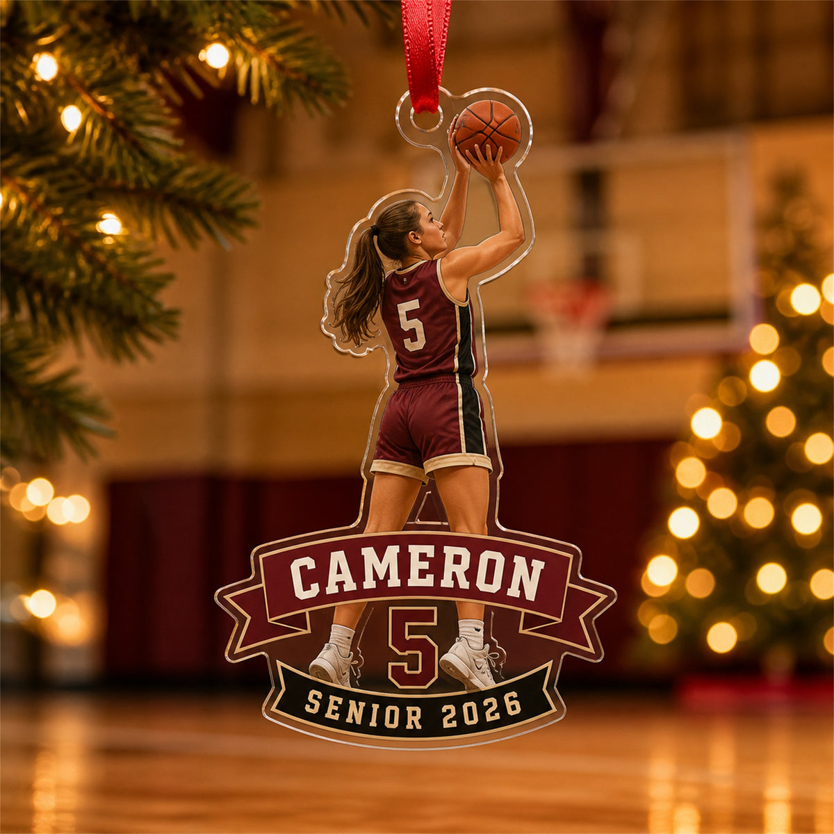 Personalized Basketball Photo Acrylic Ornament - Custom Athlete Christmas Keepsake - image 4