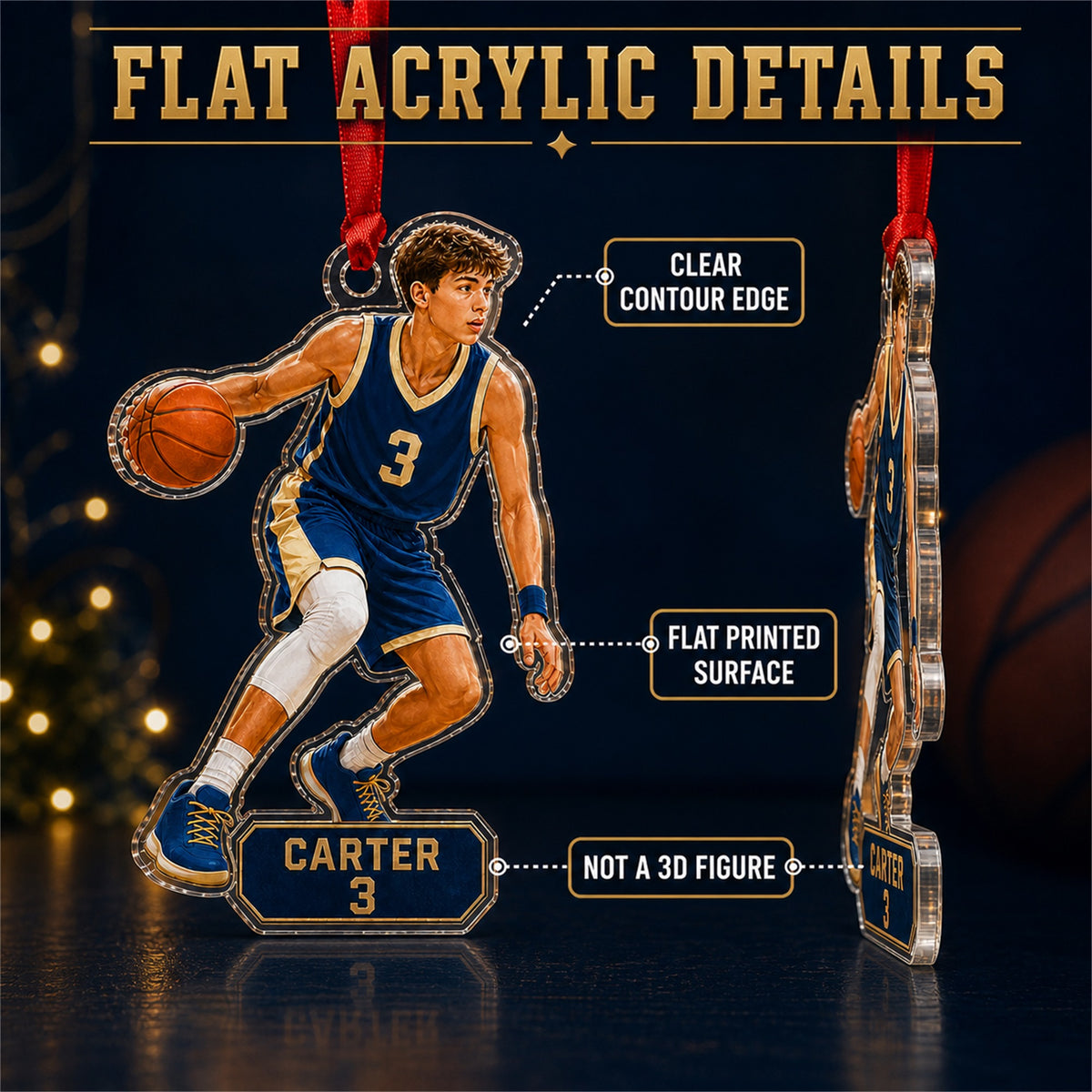 Personalized Basketball Photo Acrylic Ornament - Custom Athlete Christmas Keepsake - image 6