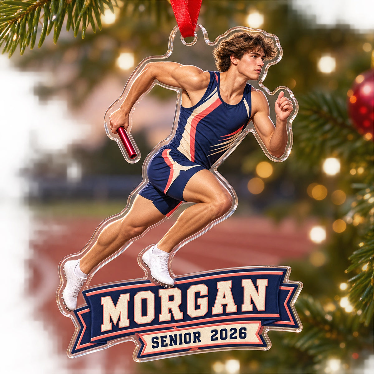 Personalized Track Cross Country Photo Acrylic Ornament - Custom Athlete Christmas Keepsake - image 4