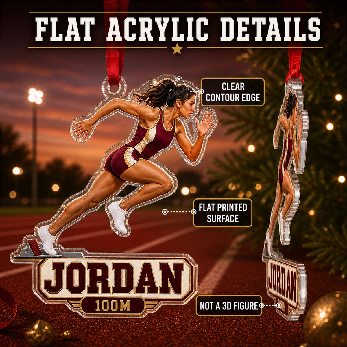 Personalized Track Cross Country Photo Acrylic Ornament - Custom Athlete Christmas Keepsake - image 6