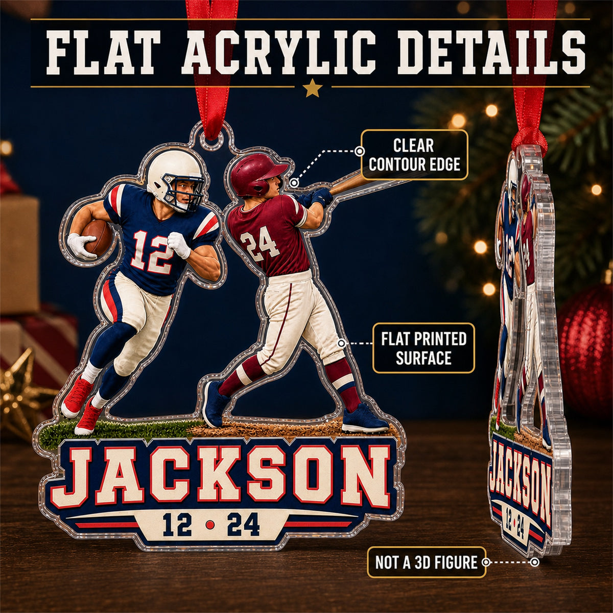 Personalized Multi Sport Athlete Photo Acrylic Ornament - Custom Athlete Christmas Keepsake - image 6