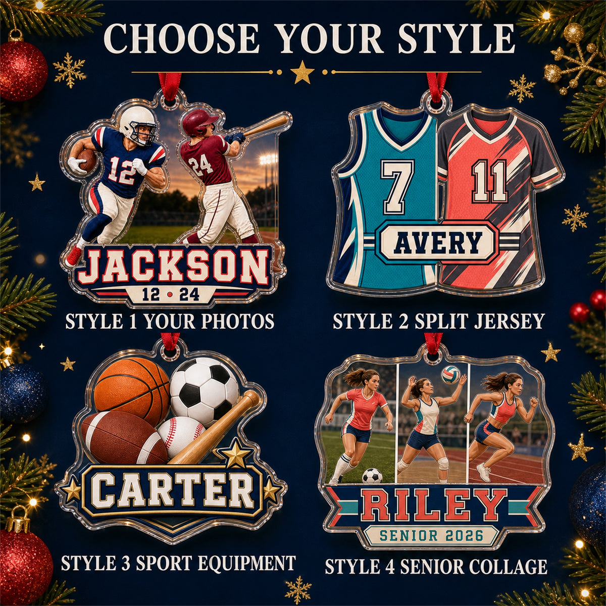Personalized Multi Sport Athlete Photo Acrylic Ornament - Custom Athlete Christmas Keepsake - image 8