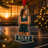 Personalized Wrestling Photo Acrylic Ornament - Custom Athlete Christmas Keepsake - image 4