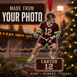 Personalized Lacrosse Photo Acrylic Ornament - Custom Athlete Christmas Keepsake - image 1