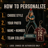Personalized Girls Flag Football Photo Acrylic Ornament - Custom Athlete Christmas Keepsake - image 5