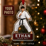 Personalized Martial Arts Photo Acrylic Ornament - Custom Athlete Christmas Keepsake - image 1