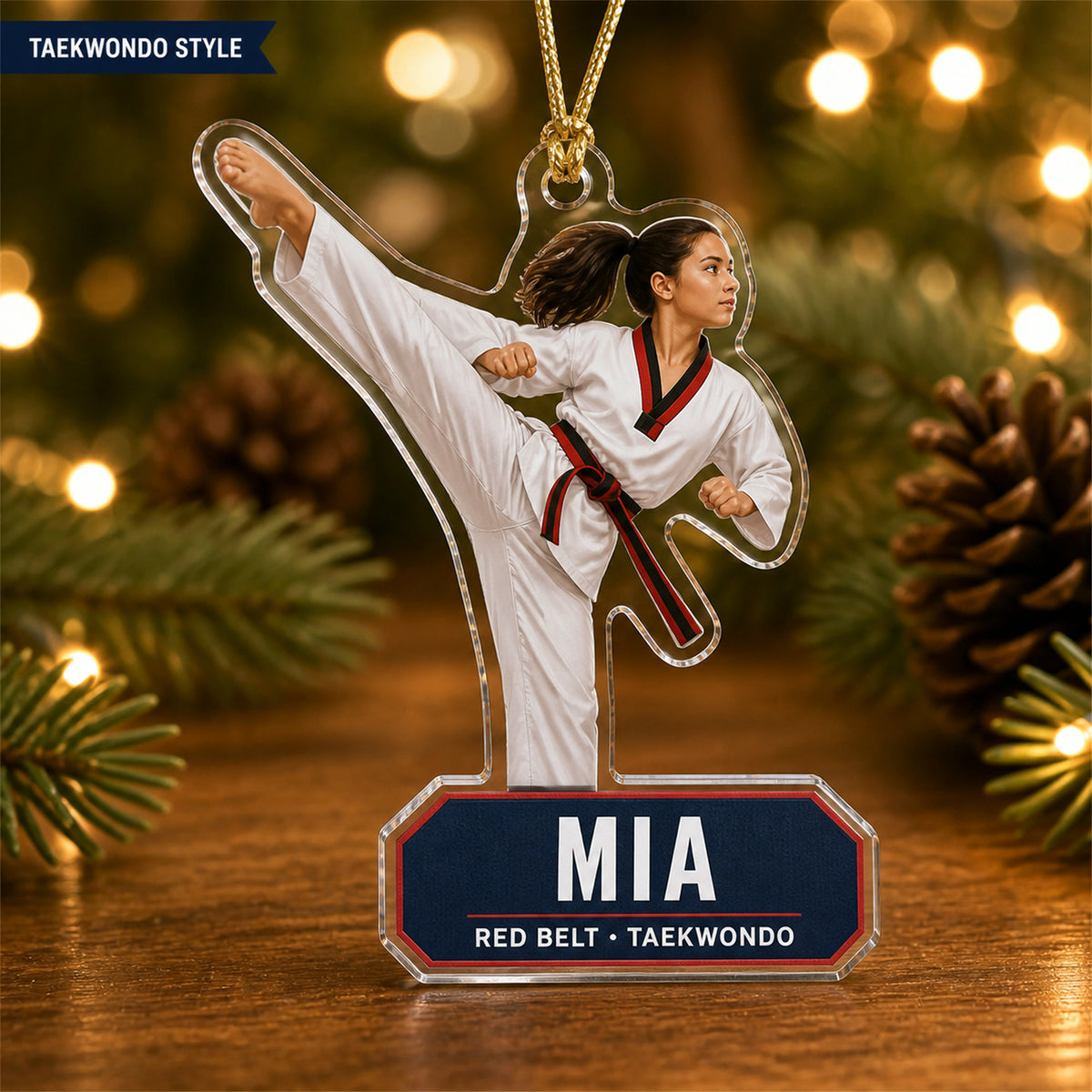 Personalized Martial Arts Photo Acrylic Ornament - Custom Athlete Christmas Keepsake - image 2