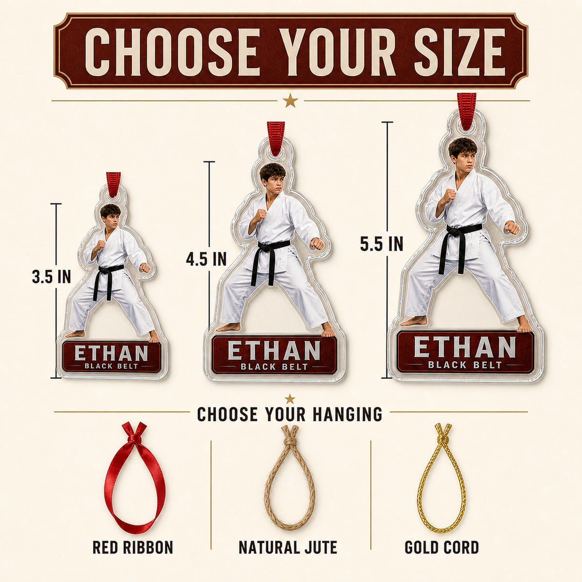 Personalized Martial Arts Photo Acrylic Ornament - Custom Athlete Christmas Keepsake - image 7