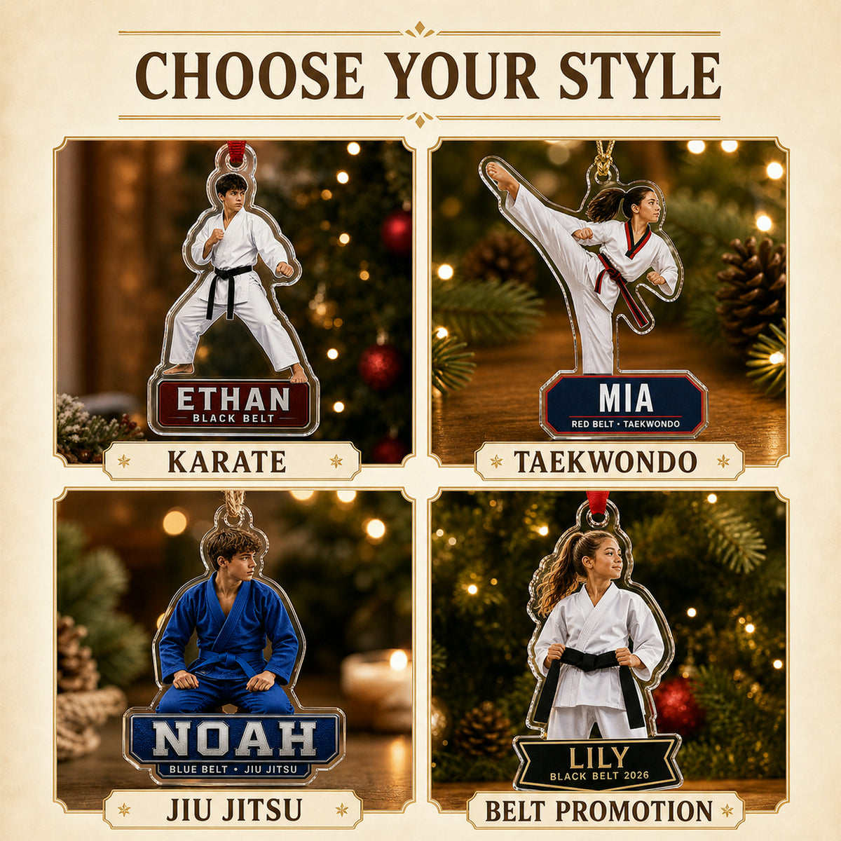Personalized Martial Arts Photo Acrylic Ornament - Custom Athlete Christmas Keepsake - image 8