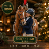 Personalized Equestrian Photo Acrylic Ornament - Custom Athlete Christmas Keepsake - image 1