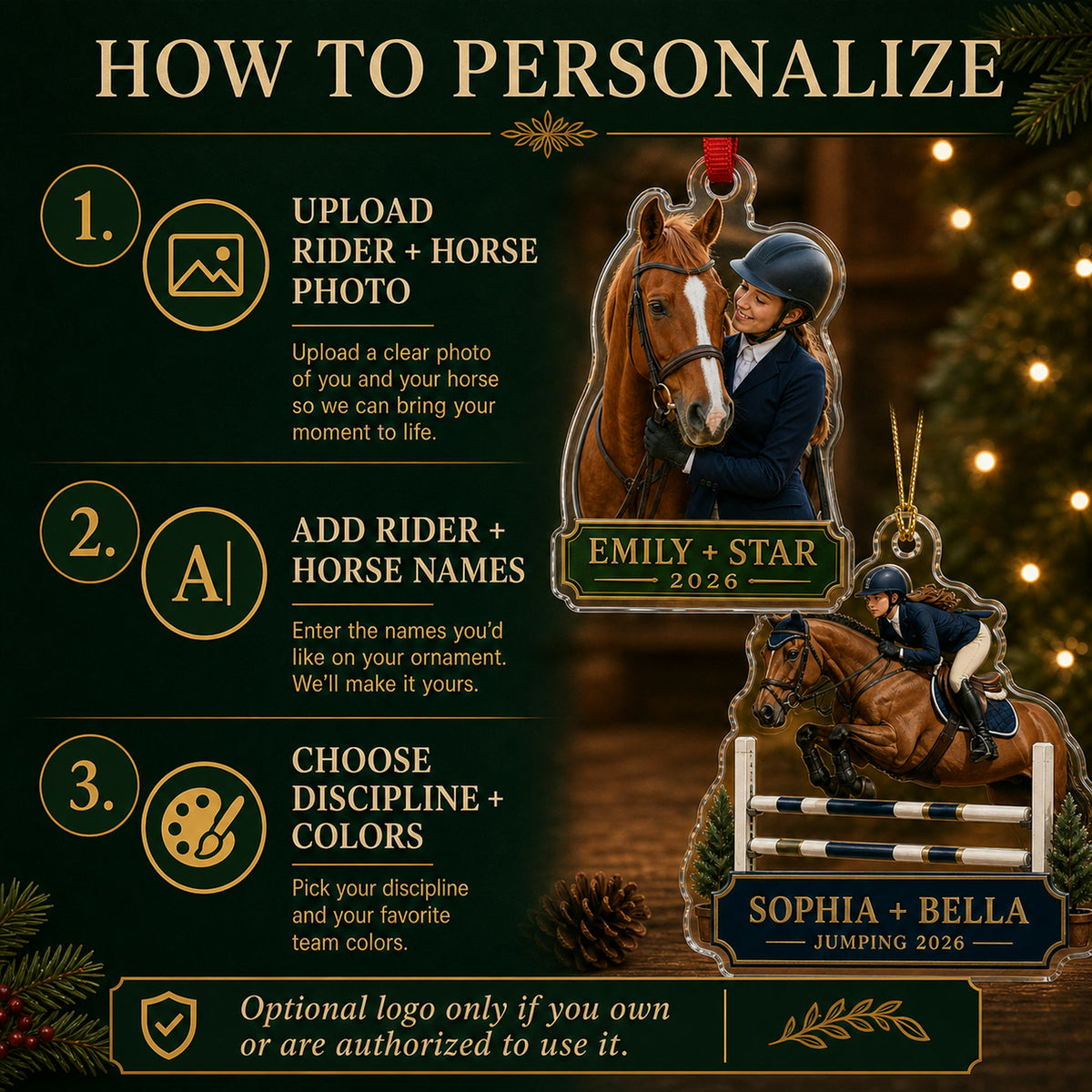 Personalized Equestrian Photo Acrylic Ornament - Custom Athlete Christmas Keepsake - image 5