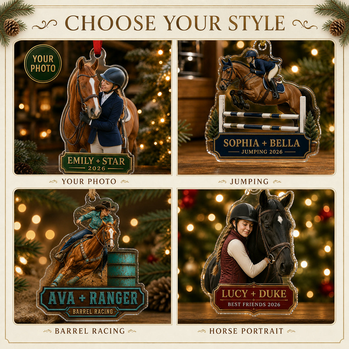 Personalized Equestrian Photo Acrylic Ornament - Custom Athlete Christmas Keepsake - image 8