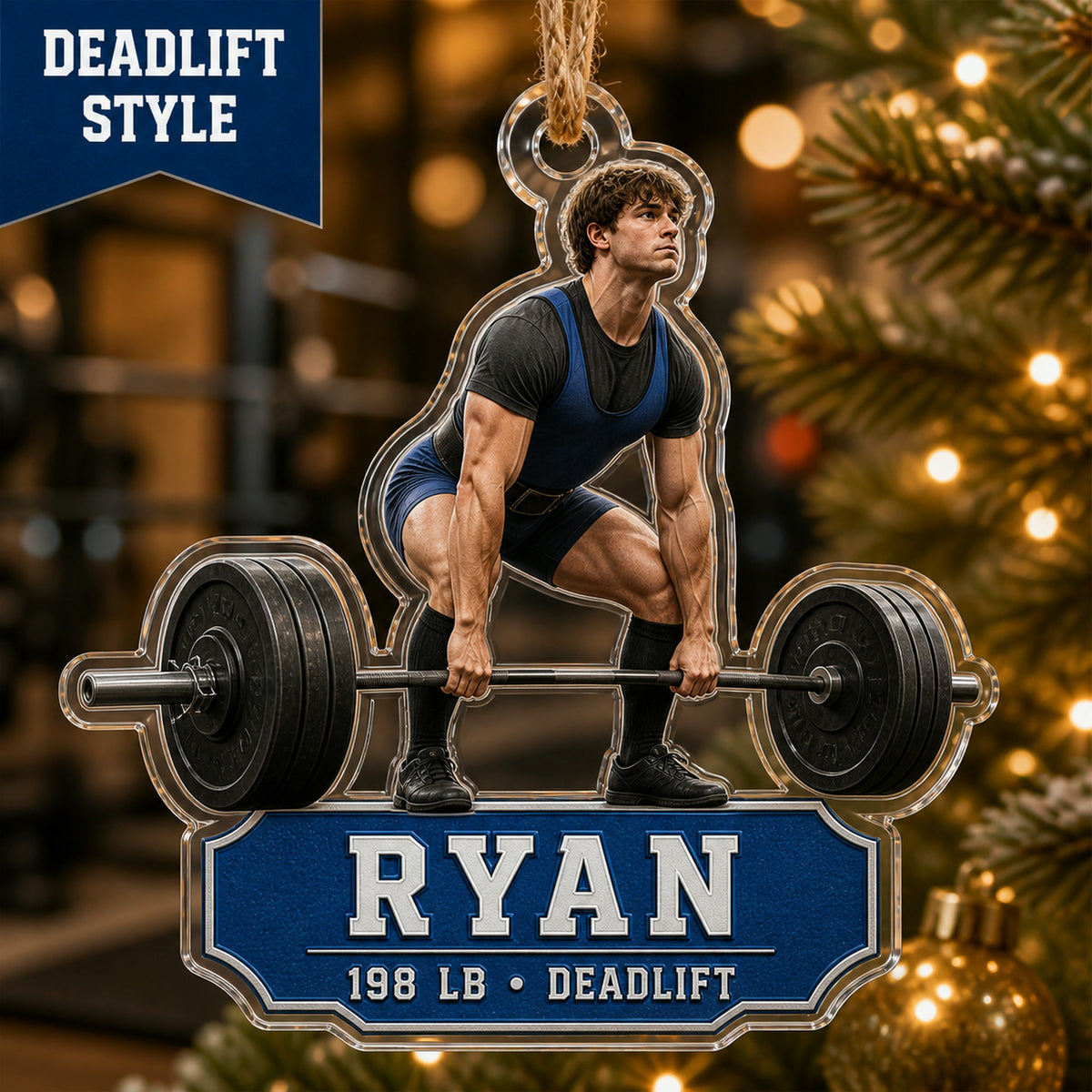 Personalized Weightlifting Photo Acrylic Ornament - Custom Athlete Christmas Keepsake - image 3