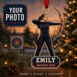 Personalized Archery Photo Acrylic Ornament - Custom Athlete Christmas Keepsake - image 1