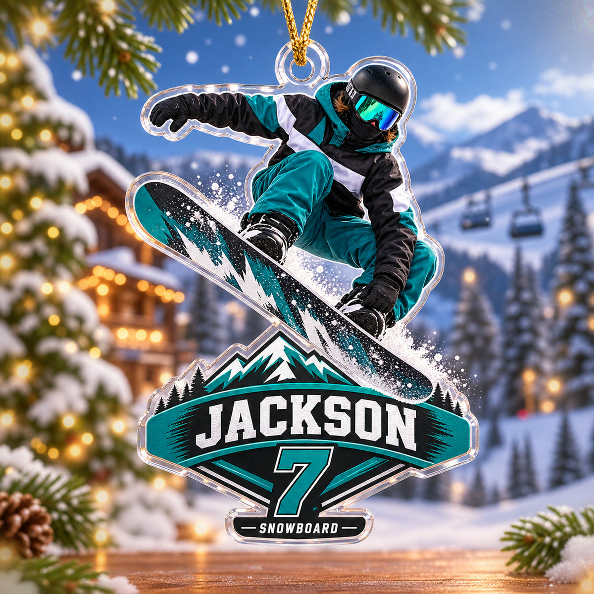 Personalized Ski Snowboard Photo Acrylic Ornament - Custom Athlete Christmas Keepsake - image 2
