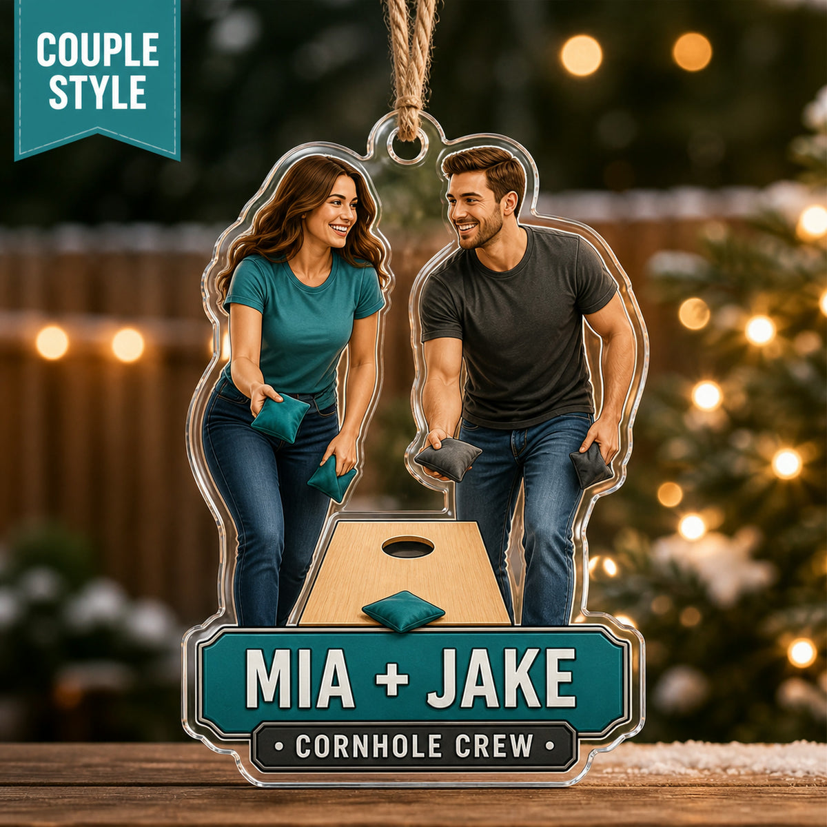 Personalized Cornhole Photo Acrylic Ornament - Custom Athlete Christmas Keepsake - image 3