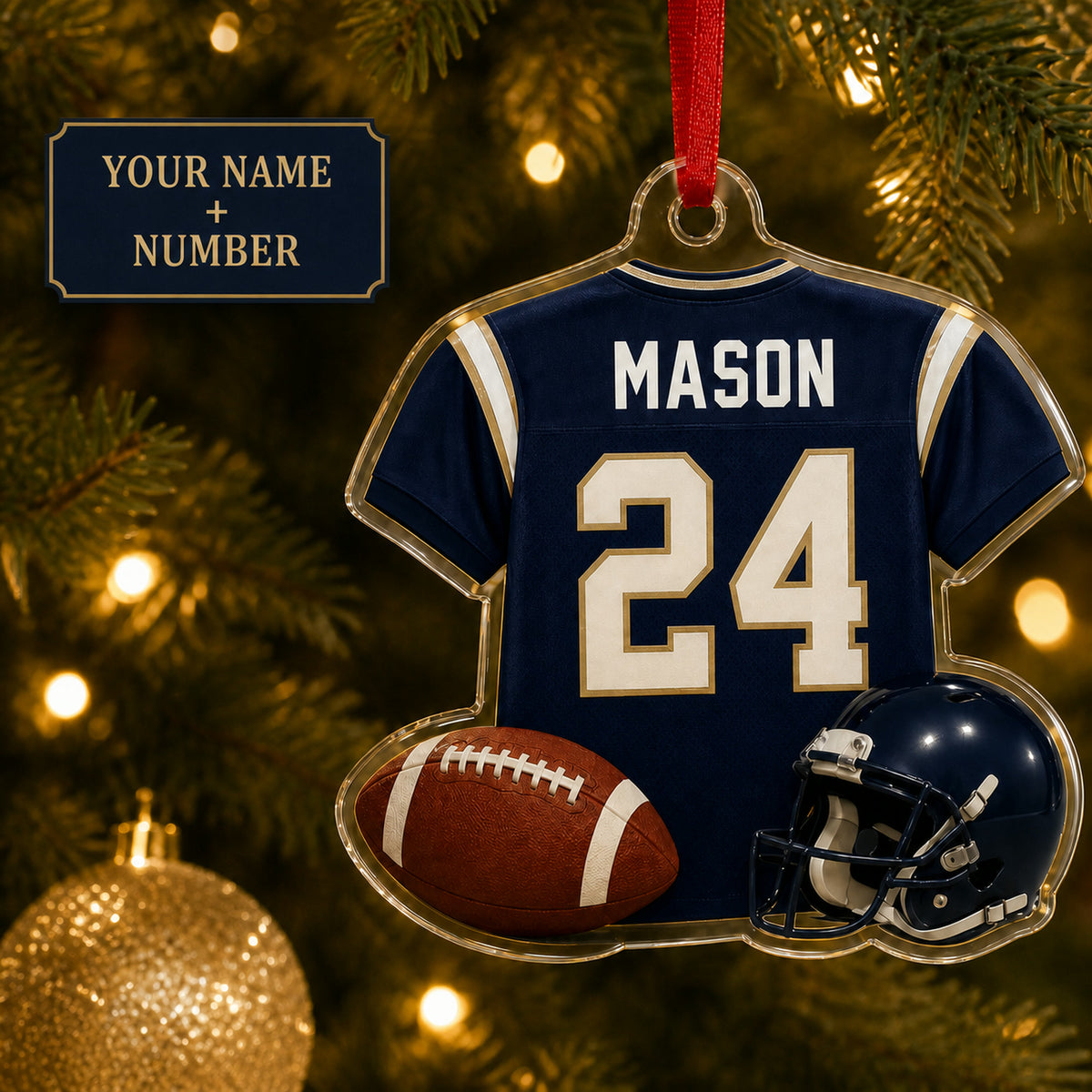 Personalized American Football Jersey Acrylic Ornament - Custom Name and Number - image 1