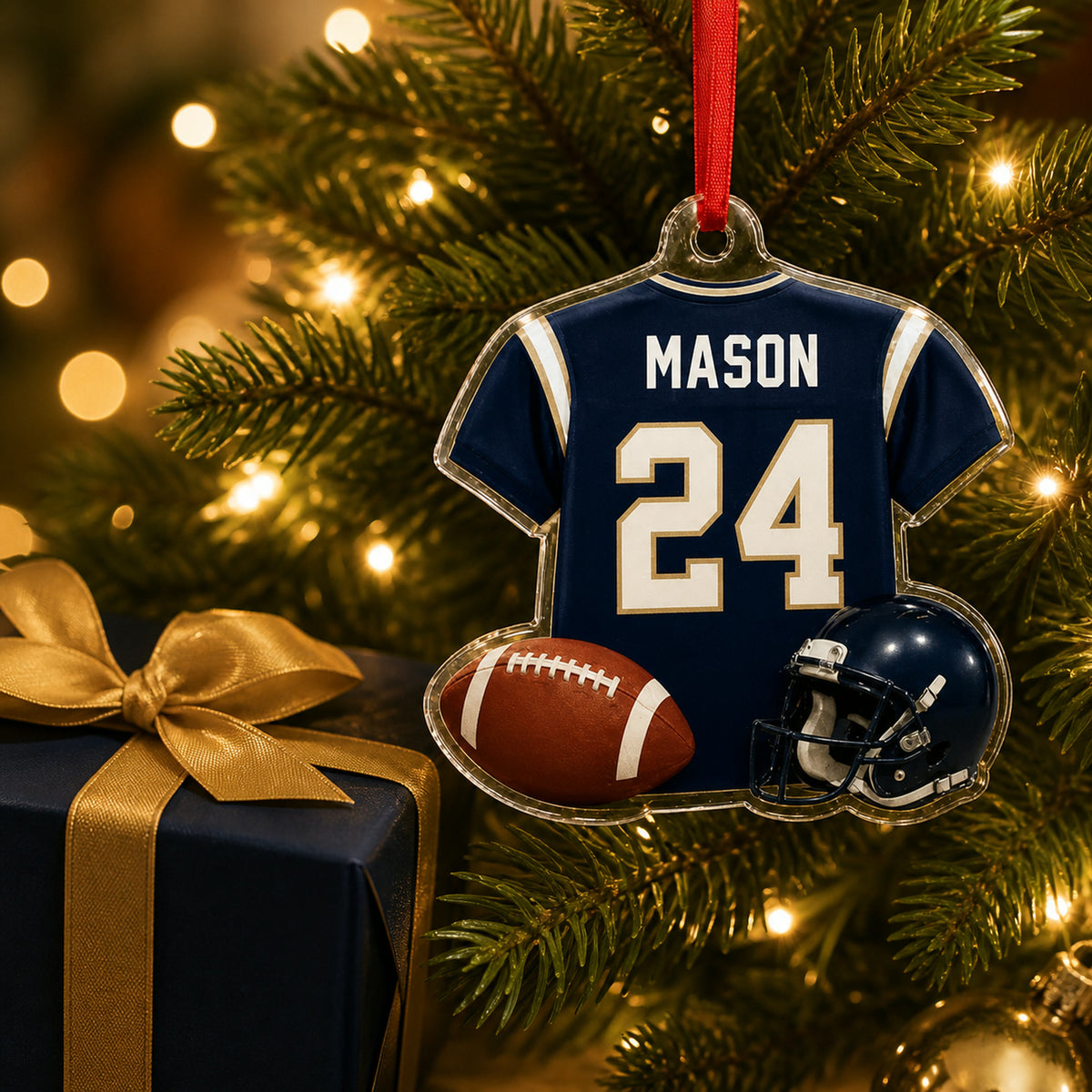 Personalized American Football Jersey Acrylic Ornament - Custom Name and Number - image 2