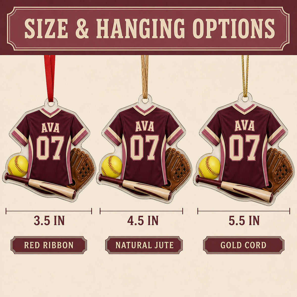 Personalized Softball Jersey Acrylic Ornament - Custom Name and Number - image 7