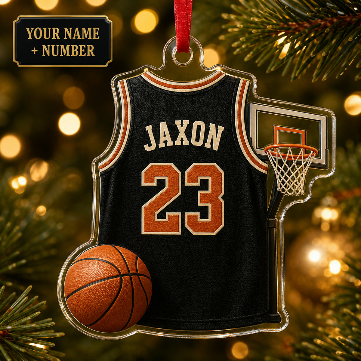 Personalized Basketball Jersey Acrylic Ornament - Custom Name and Number - image 1